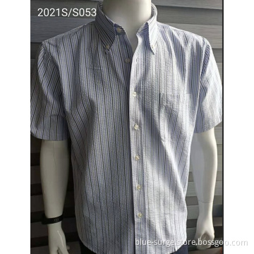 Vertical Stripes Breathable garment Men's Short Shirts​